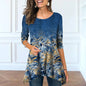 Plus Size Women's Floral Print Round Neck Dress