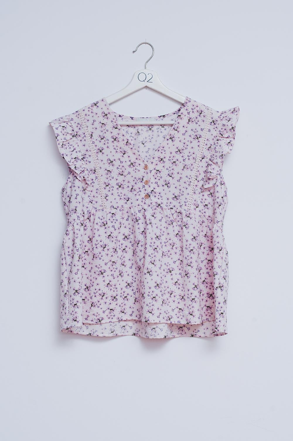Ruffle detail blouse in lilac Q2store