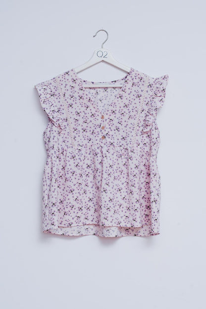 Ruffle detail blouse in lilac Q2store