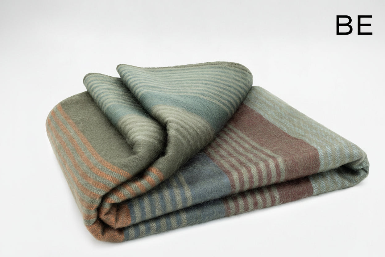 Alpaca Bed Blanket - Striped Purely Alpaca