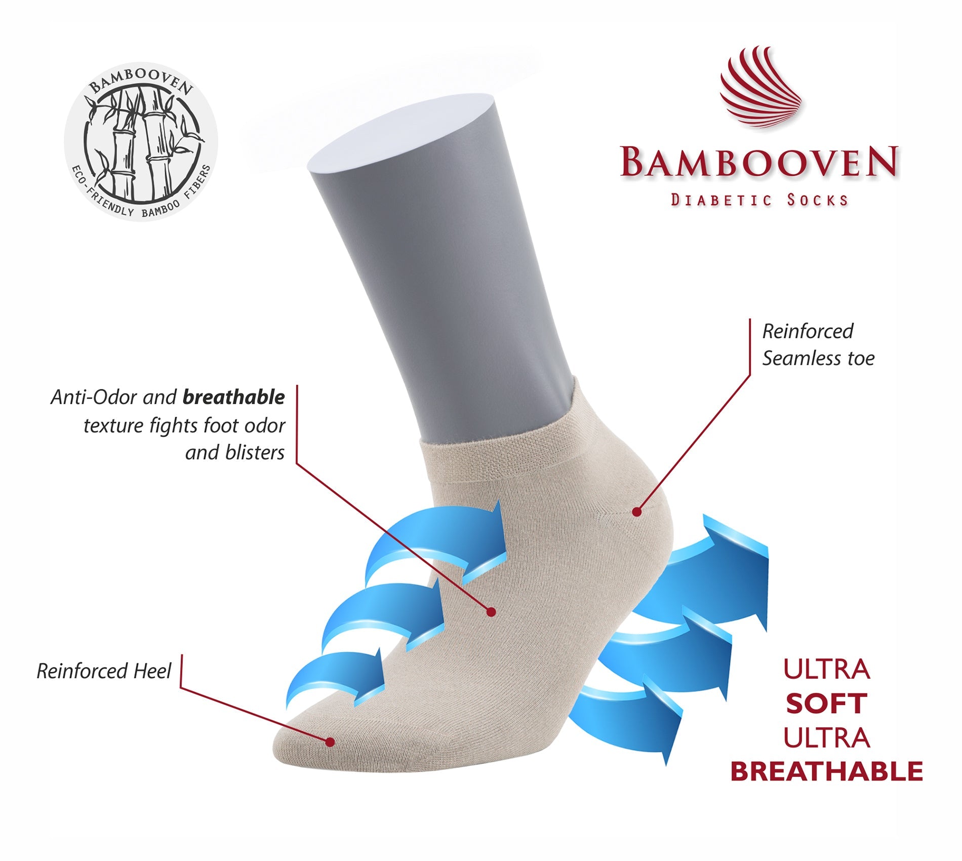 Women’s Bamboo Ankle Socks 3-Pack – Mixed Colors Soft Thin Low-Cut Socks Bambooven