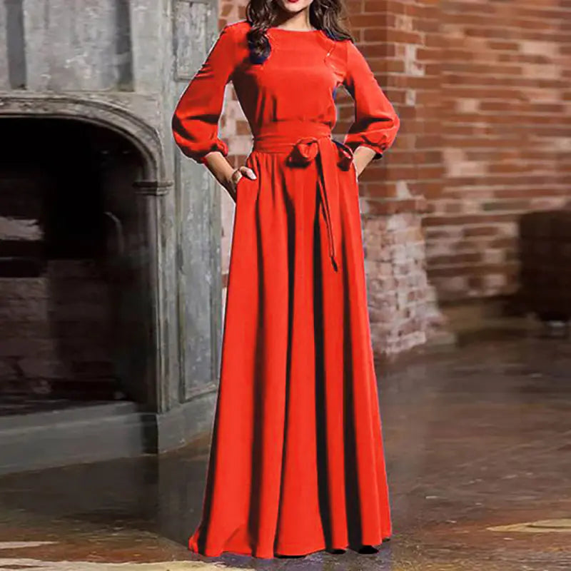 Women's Round Neck Long Dress