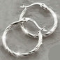 S925 Sterling Silver Geometric Twist Circle Hoop Earrings