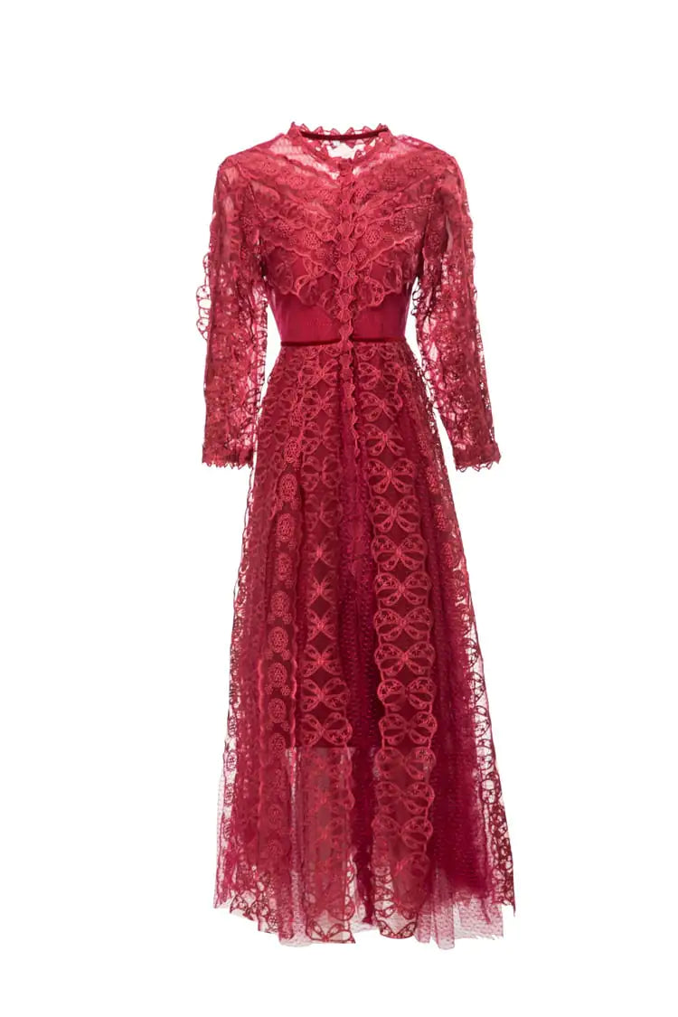 Elegant Mesh Embroidered Long Skirt for Women