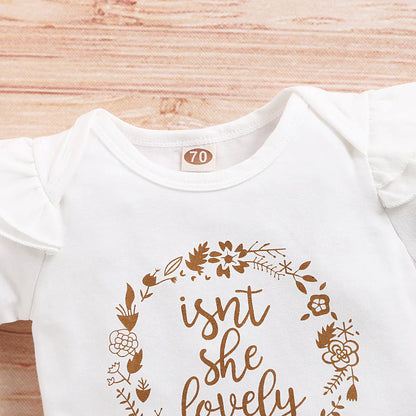 Girls' Summer Outfit 2023: Letter Bodysuit & Shorts Set