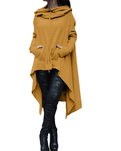 Solid Color Long Hooded Sweatshirt