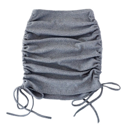 Women's Stretch Pleated Skirt with Drawstring Design