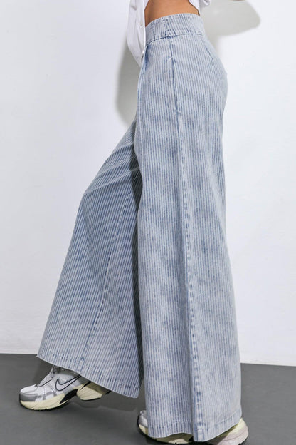 PLAY MY WAY STRIPED DENIM PANTS Flying Tomato