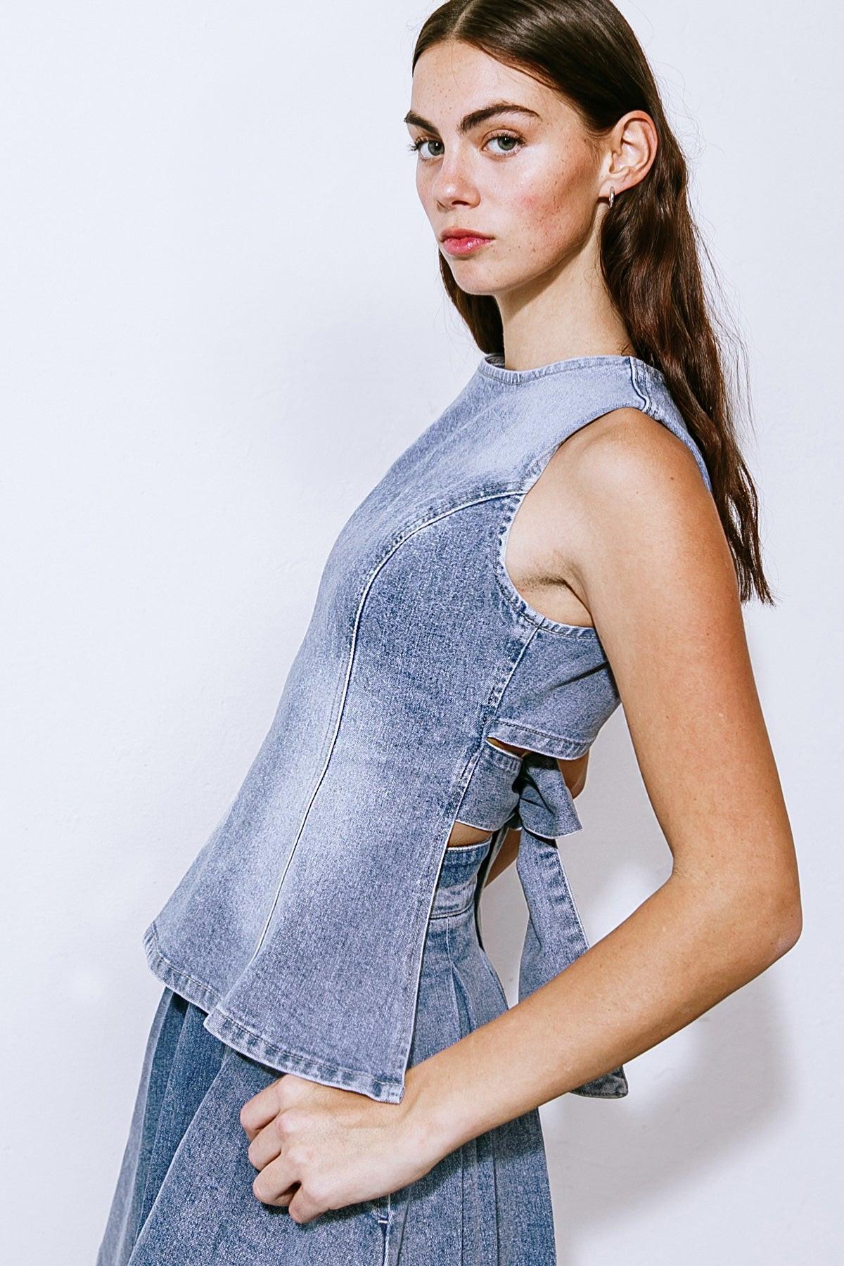 BE THE BRIGHTEST DENIM TOP Flying Tomato