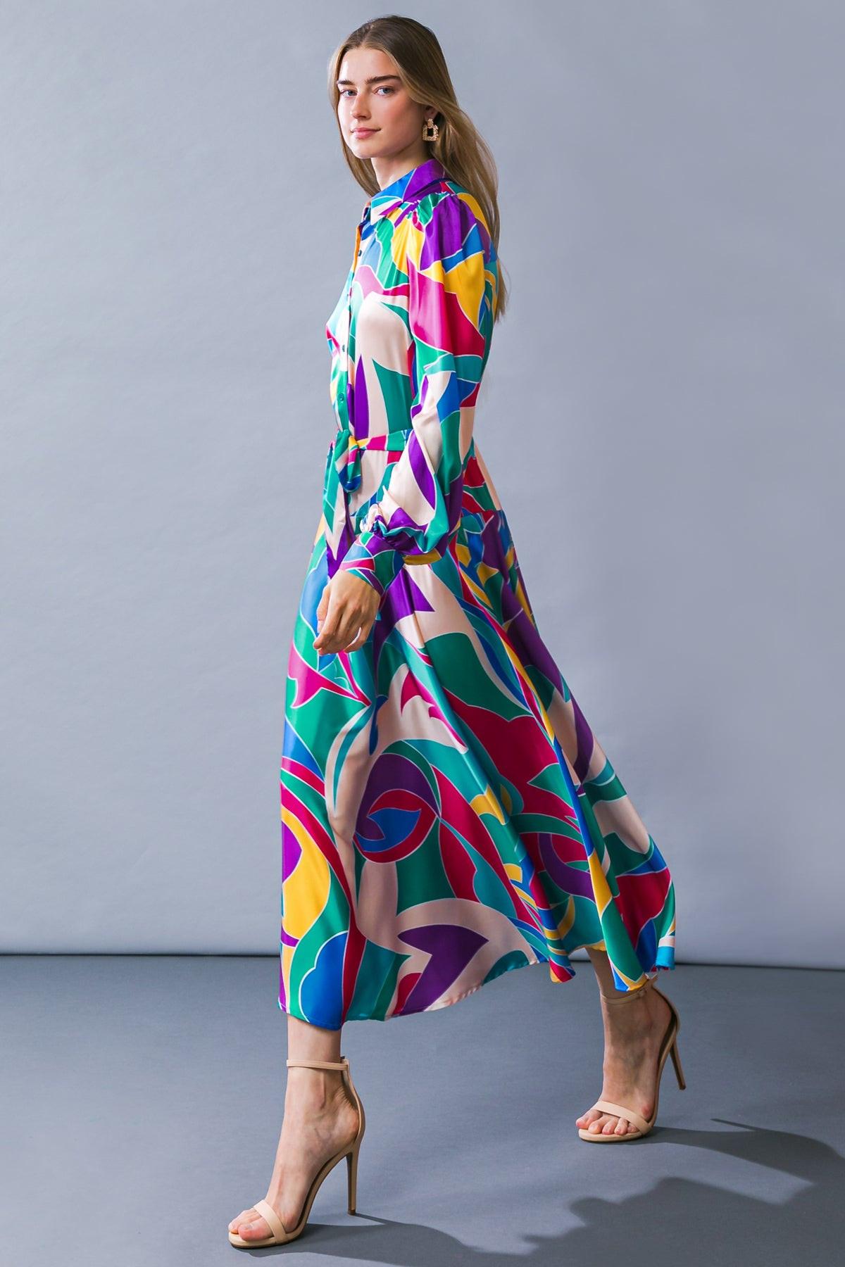 FOCUSED ON PRIORITIES WOVEN MIDI DRESS Flying Tomato