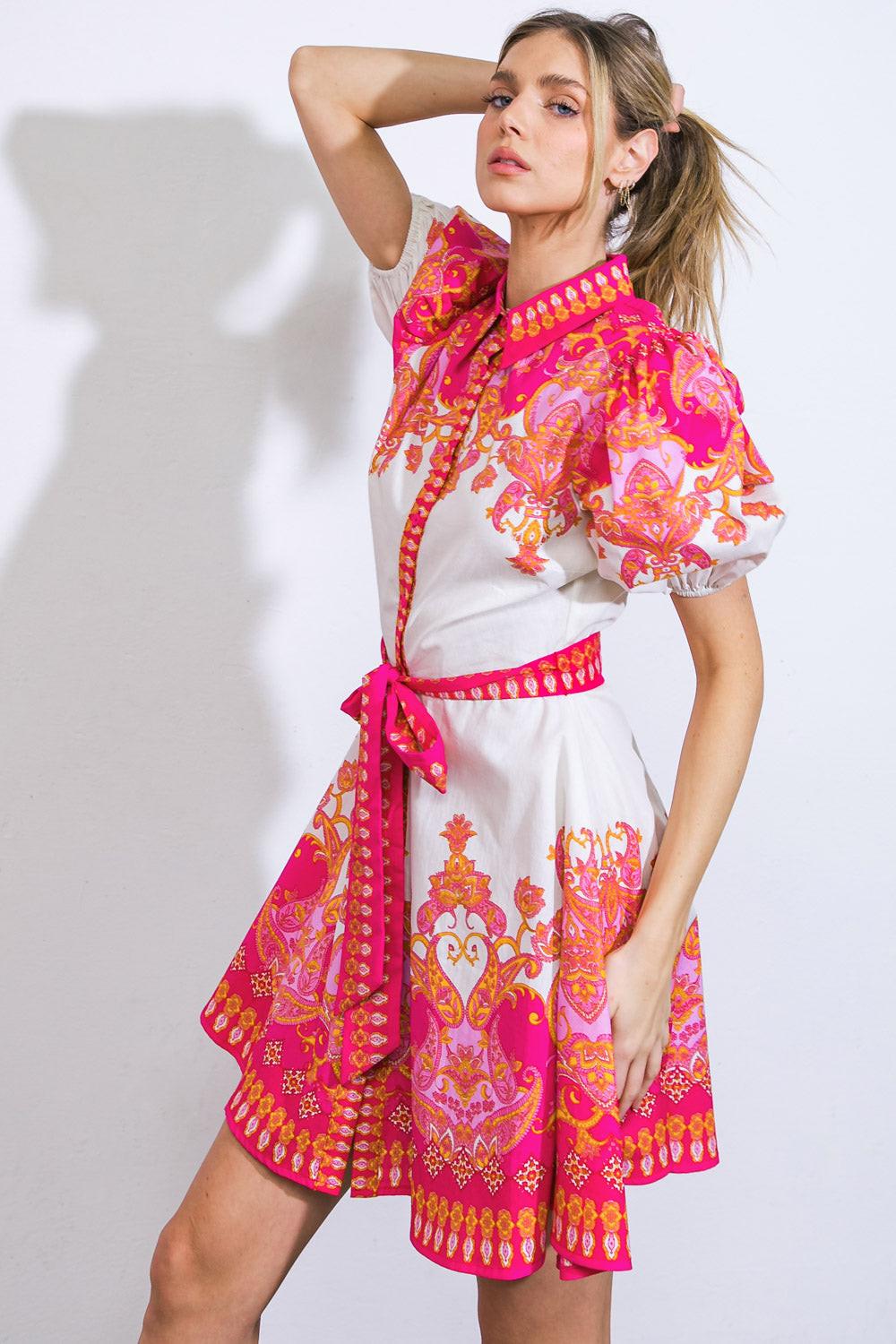 ATTENTION SEEKER WOVEN MINI DRESS Flying Tomato