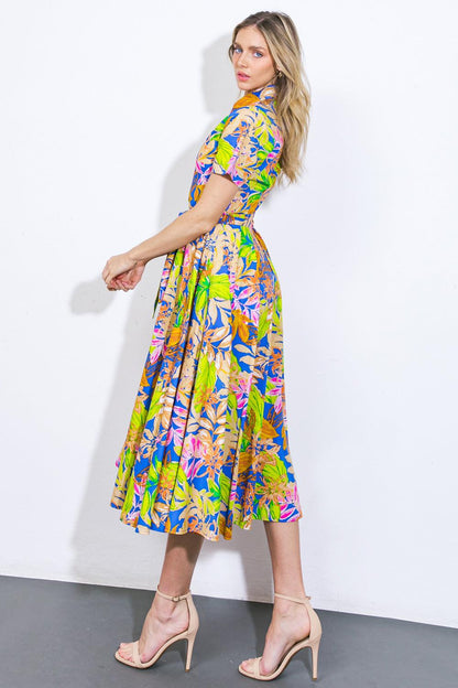 KEEP BLOOMING WOVEN MIDI DRESS Flying Tomato