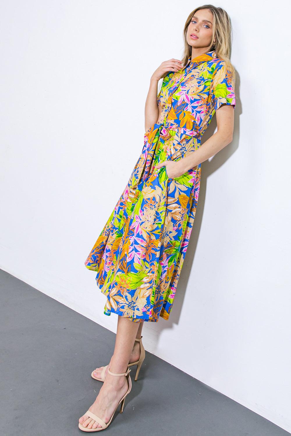KEEP BLOOMING WOVEN MIDI DRESS Flying Tomato