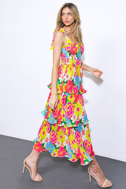 VISIONS FROM THE MEADOW WOVEN MIDI DRESS Flying Tomato