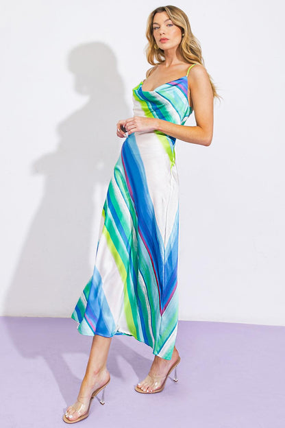 SENSE OF SERENITY WOVEN SATIN MIDI DRESS Flying Tomato