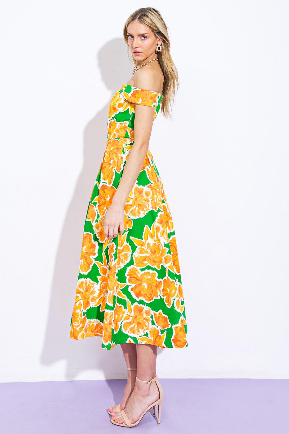 WHERE I WANT TO BE TWILL MIDI DRESS Flying Tomato
