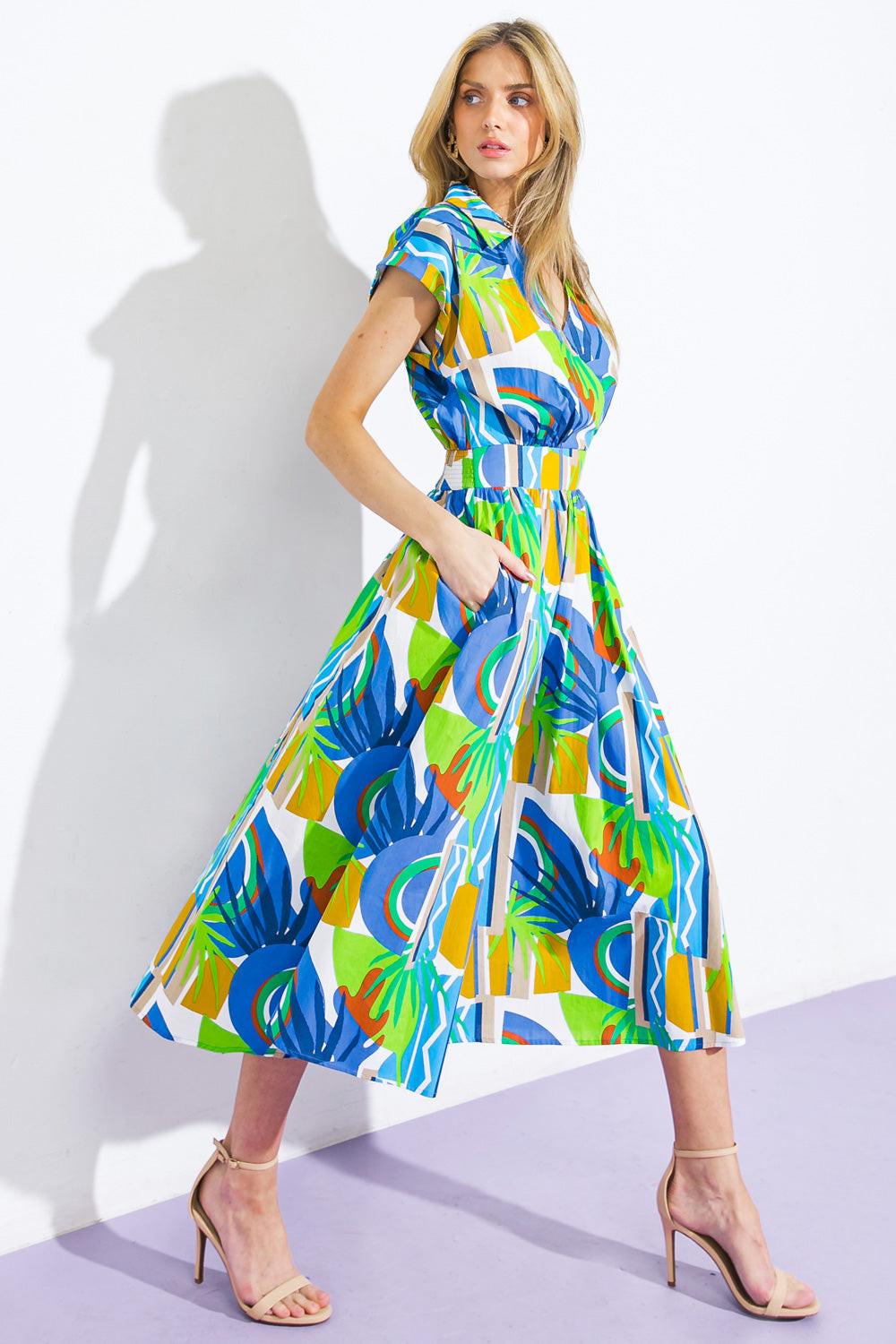 SUMMER MIRAGE WOVEN MIDI DRESS Flying Tomato