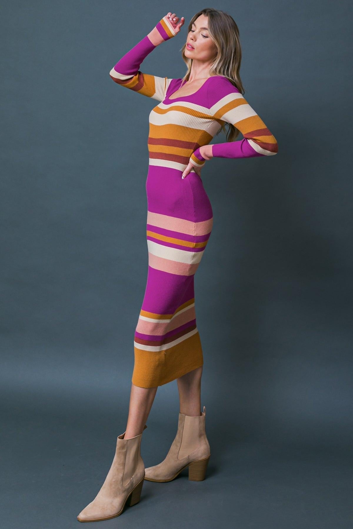 EVENING OF ELEGANCE SWEATER MIDI DRESS Flying Tomato