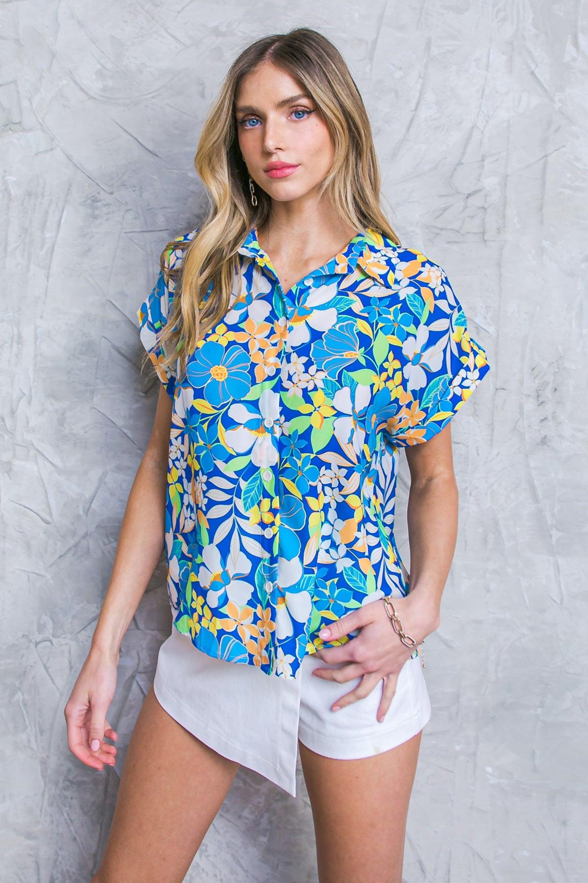 CRUISING THROUGH WOVEN TOP Flying Tomato