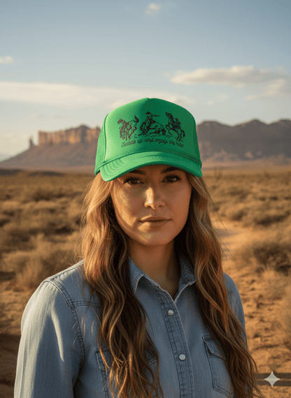 Saddle Up And Enjoy The Ride Trucker Hat Wild Junkie