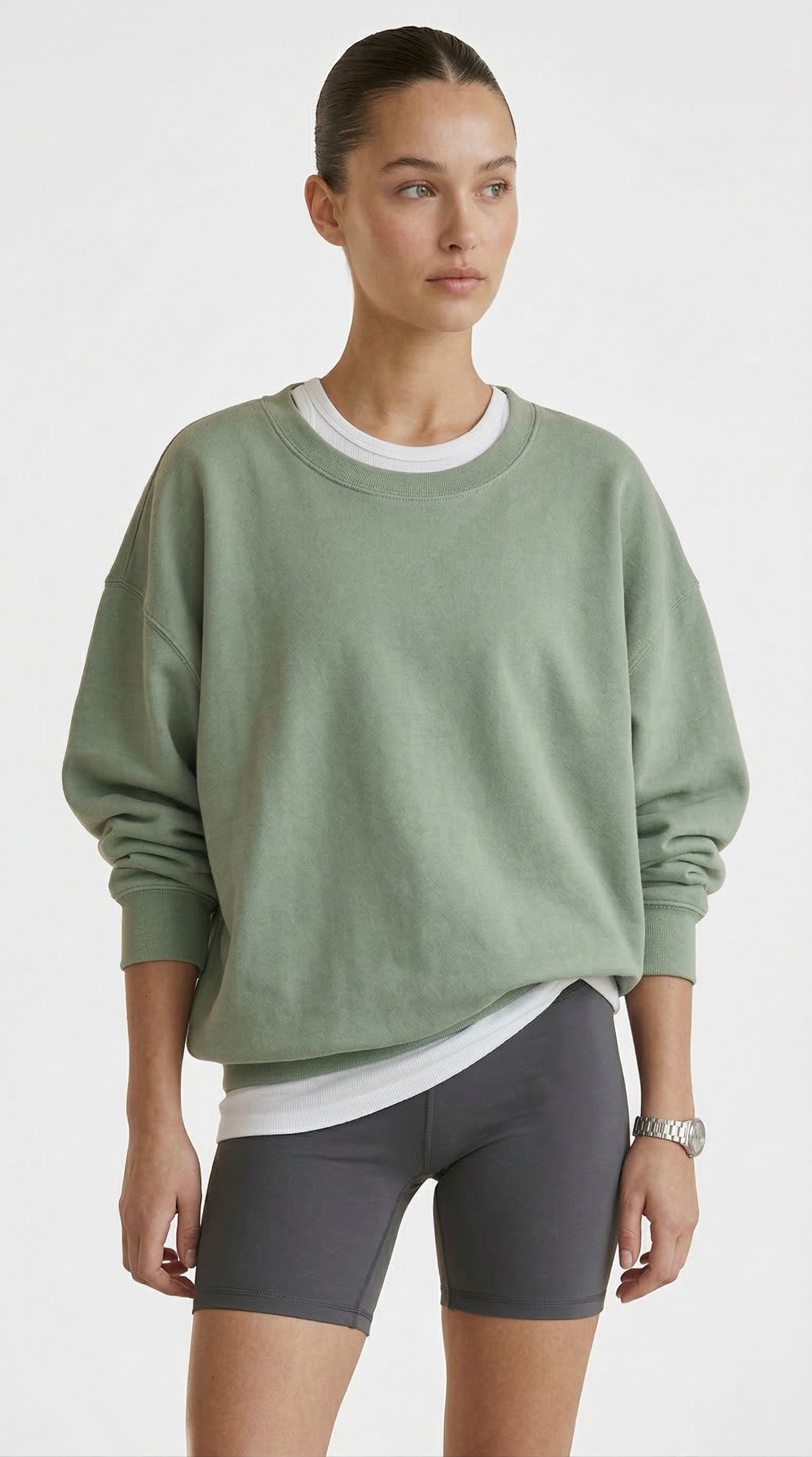 Sage Green Oversized Crewneck Sweatshirt Tinyloverclothing