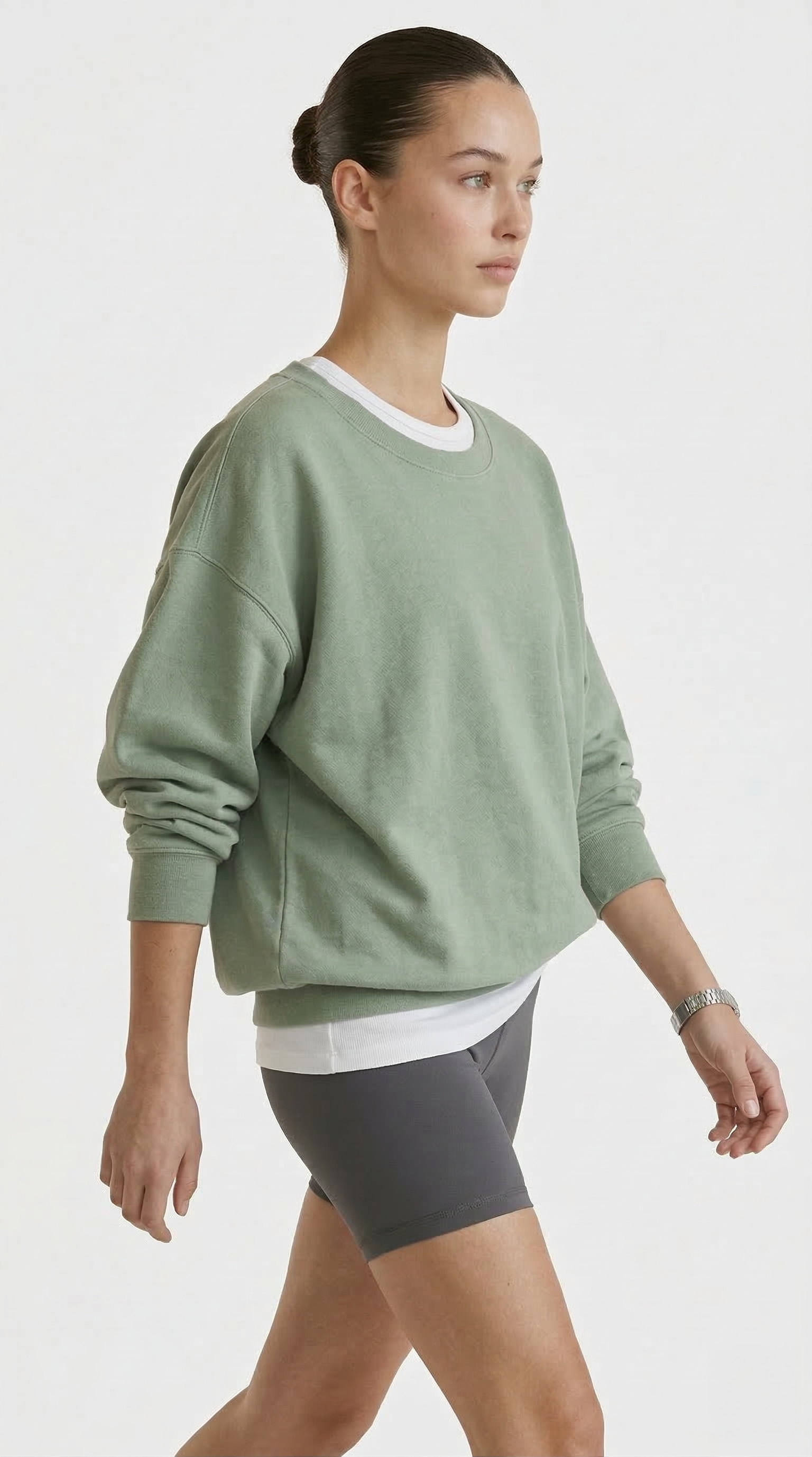 Sage Green Oversized Crewneck Sweatshirt Tinyloverclothing