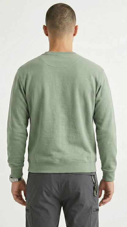 Men Essential Cotton-Blend Crewneck Sweatshirt -Sage Tinyloverclothing