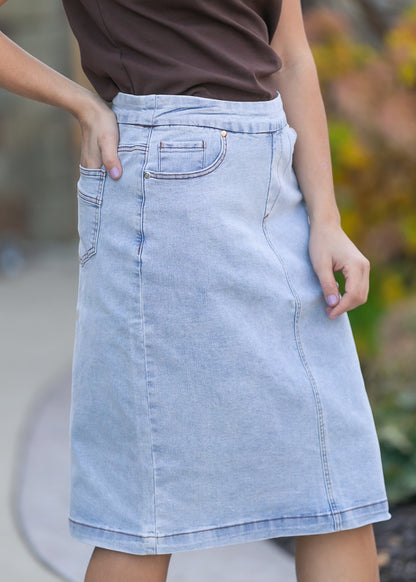 Sandra Light Wash Denim Midi Skirt - FINAL SALE