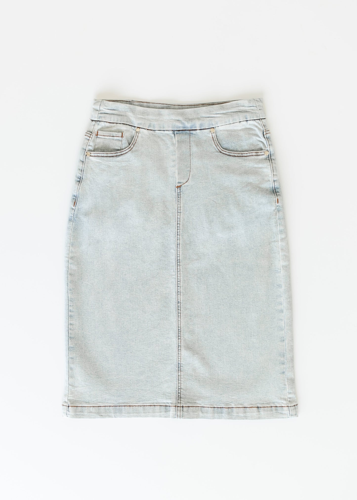Sandra Light Wash Denim Midi Skirt - FINAL SALE