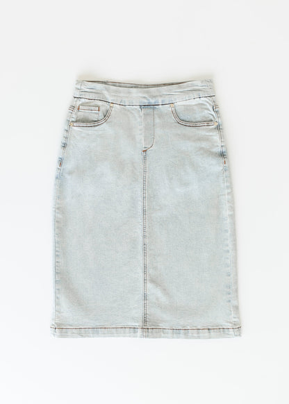 Sandra Light Wash Denim Midi Skirt - FINAL SALE