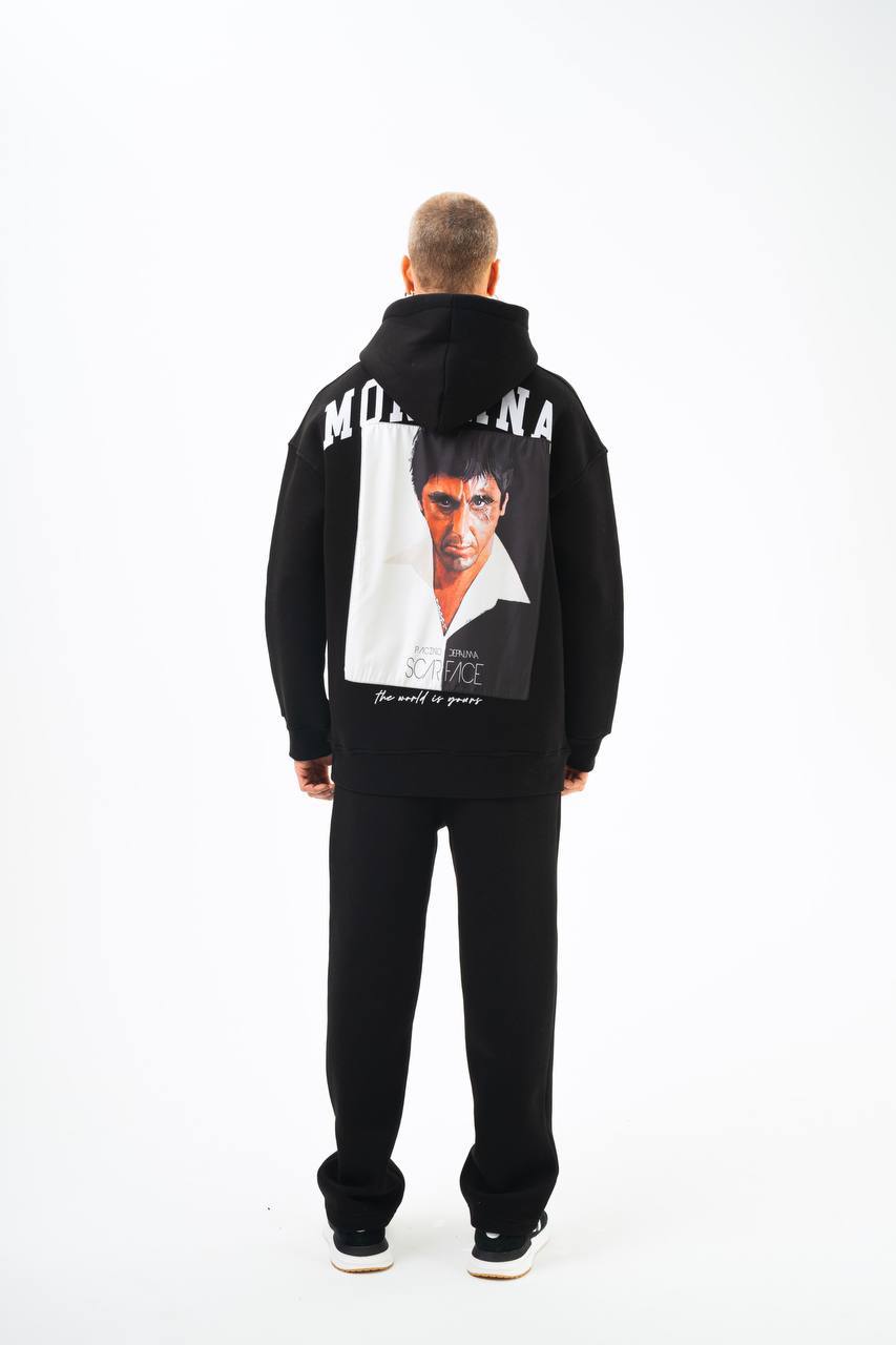 Oversize 'Scarface' Hoodie - Tony Montana Graphic Sweatshirt 'The World is Yours' Withinblack