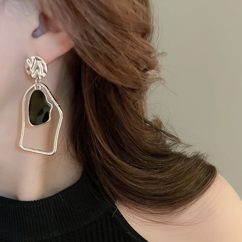 Sculptural Asymmetric Drop Earrings with Abstract Lines (MAC321) Mariam's Collection