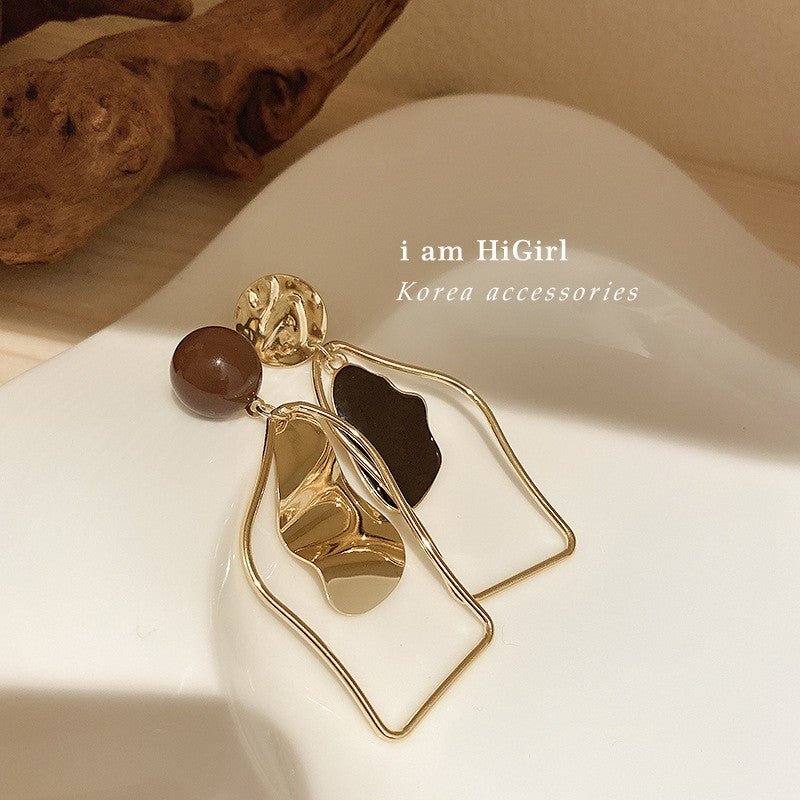 Sculptural Asymmetric Drop Earrings with Abstract Lines (MAC321) Mariam's Collection