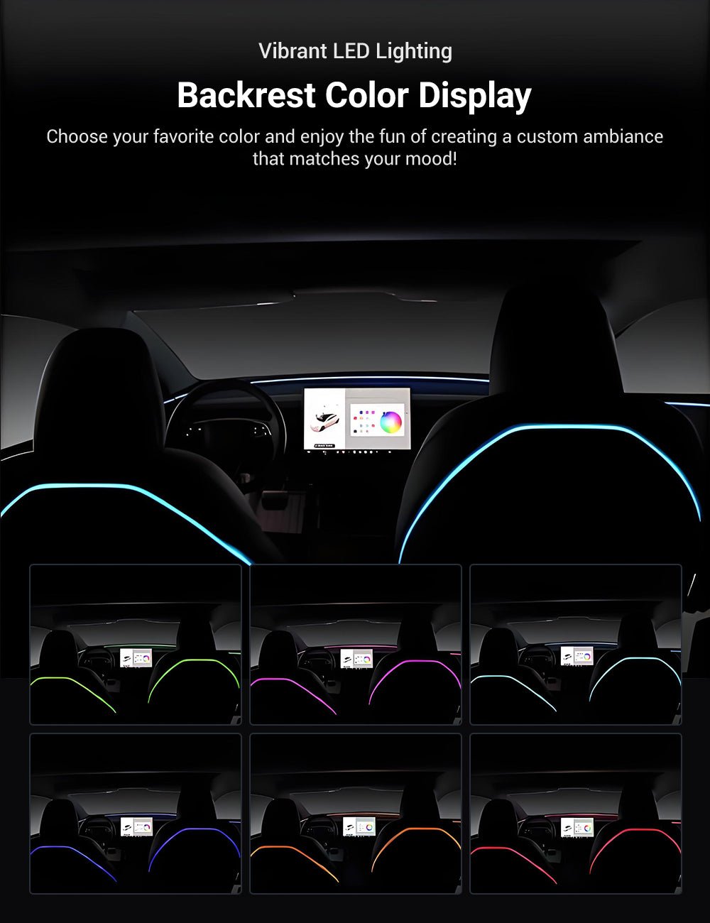 Seat Back Ambient Lighting for Model 3 Highland & Model Y Juniper (2PCS) | TESERY Tesery Official Store