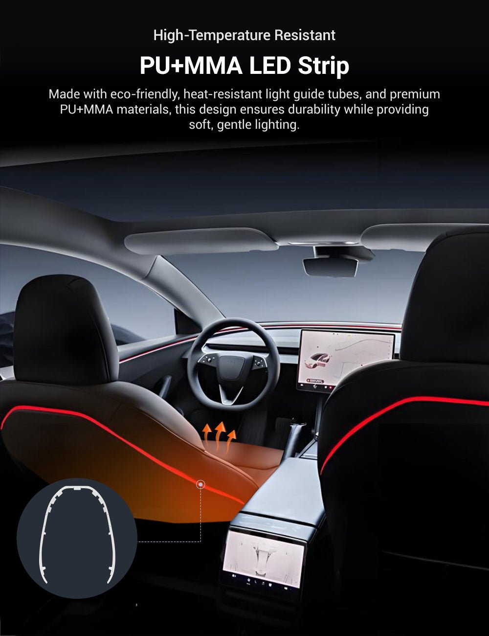 Seat Back Ambient Lighting for Model 3 Highland & Model Y Juniper (2PCS) | TESERY Tesery Official Store