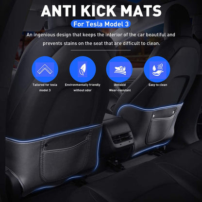 Seat Back Kick Protector for Model 3/Y | Storage Pockets | Easy Clean | TESERY Tesery Official Store