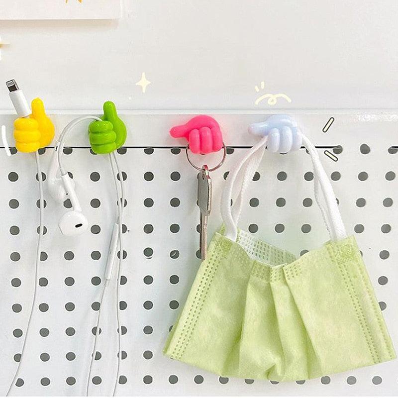 Self-Adhesive Wall Decoration Hook Creative Silicone Thumb Key Hanger Hook Home/Office Data Cable Clip Wire Desk Organizer Silicone Thumb Wall Hook Adhesive Thumb Multifunctional Clip Holder Stevvex