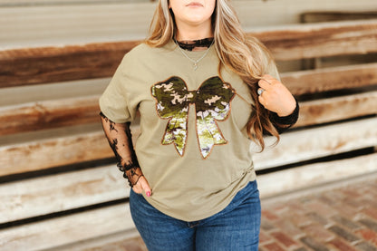 Sequin Camo Bow Patch Tee Wild Junkie