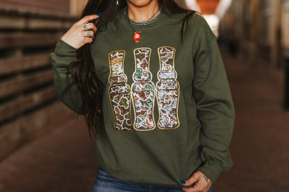 Sequin Hunting Duck Calls Patch Sweatshirt Wild Junkie