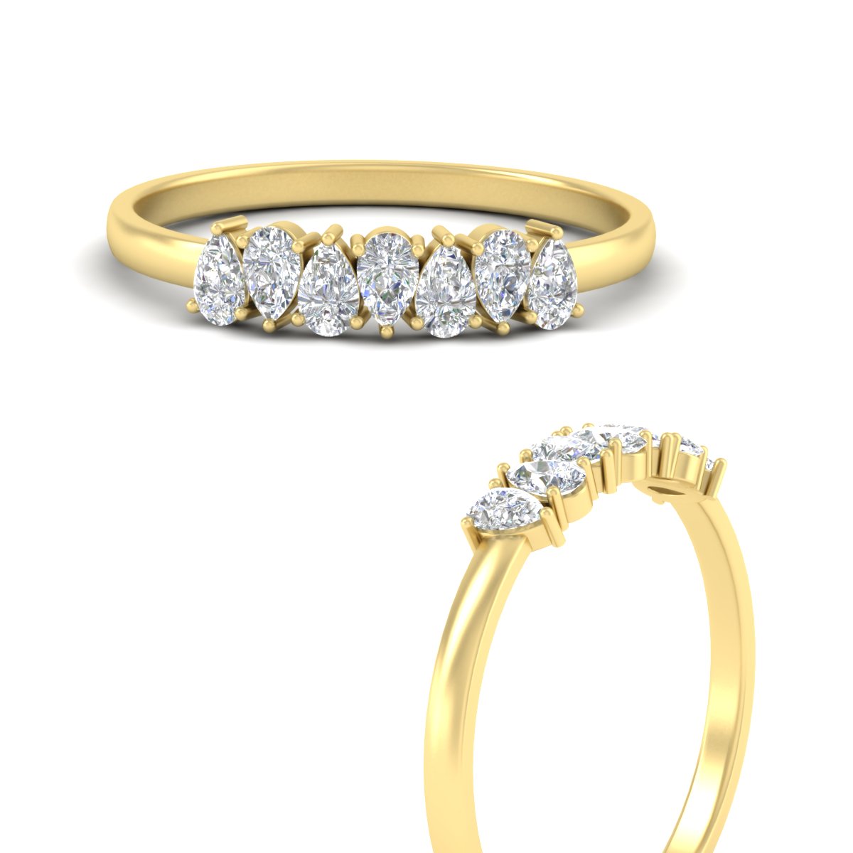 Half Carat 7 Stone Wedding Band Diamond Teardrop Fascinating Diamonds
