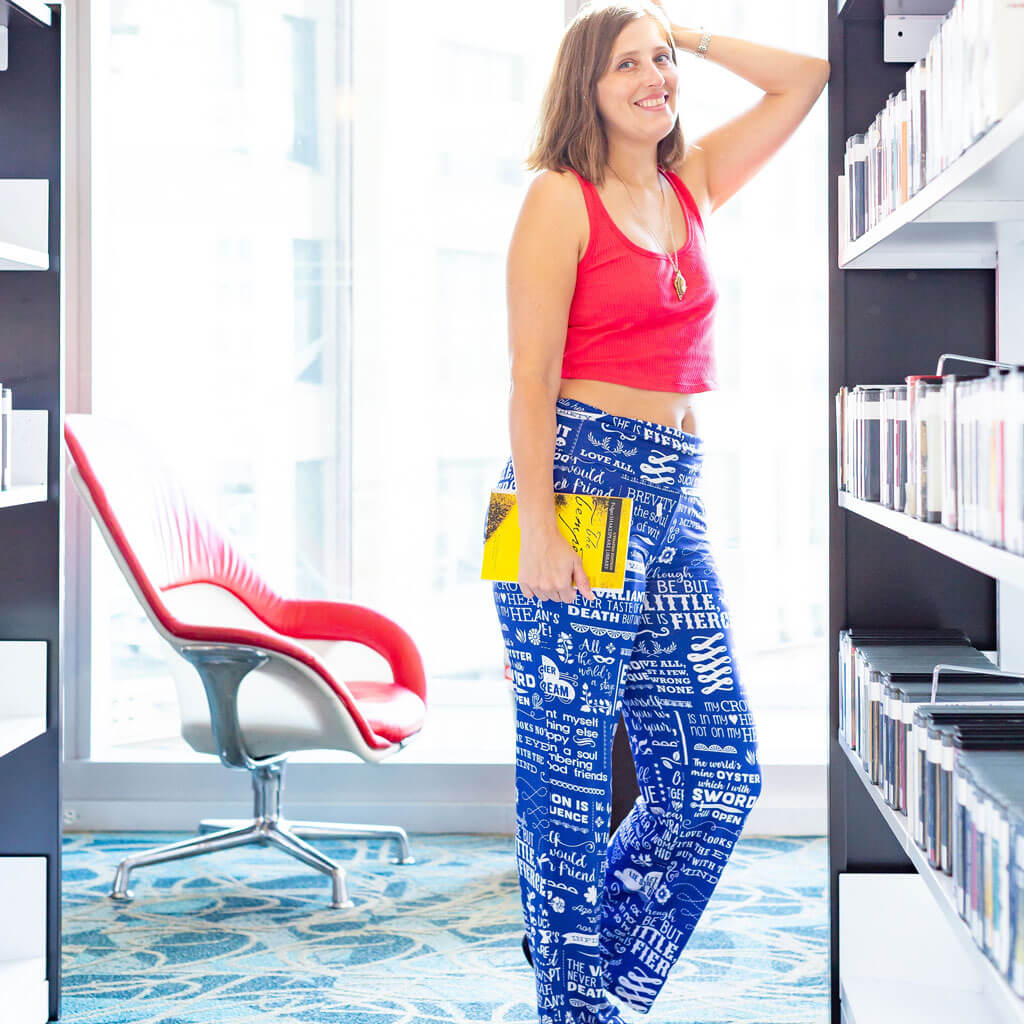 "Words, Words, Words" Shakespeare Foldover Straight Leg Lounge Pants with Pockets Princess Awesome & Boy Wonder