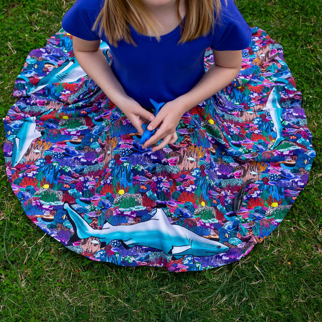 "Chomping Grounds" Shark Reef Super Twirler Dress with Pockets Princess Awesome & Boy Wonder