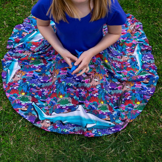 "Chomping Grounds" Shark Reef Super Twirler Dress with Pockets Princess Awesome & Boy Wonder