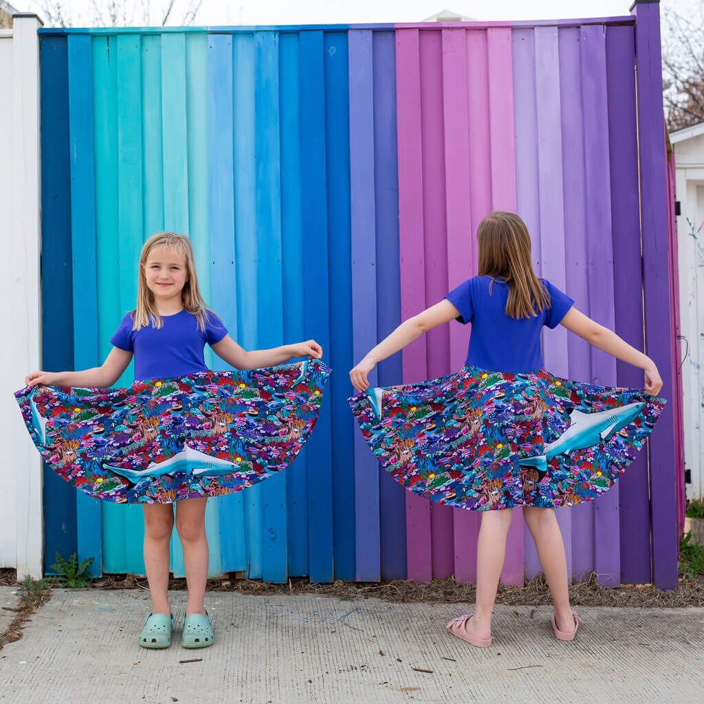 "Chomping Grounds" Shark Reef Super Twirler Dress with Pockets Princess Awesome & Boy Wonder