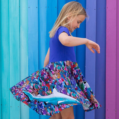 "Chomping Grounds" Shark Reef Super Twirler Dress with Pockets Princess Awesome & Boy Wonder