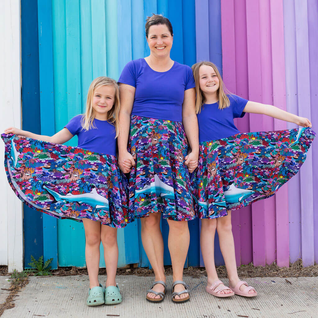 Adult "Chomping Grounds" Shark Reef Super Twirler Dress with Pockets Princess Awesome & Boy Wonder