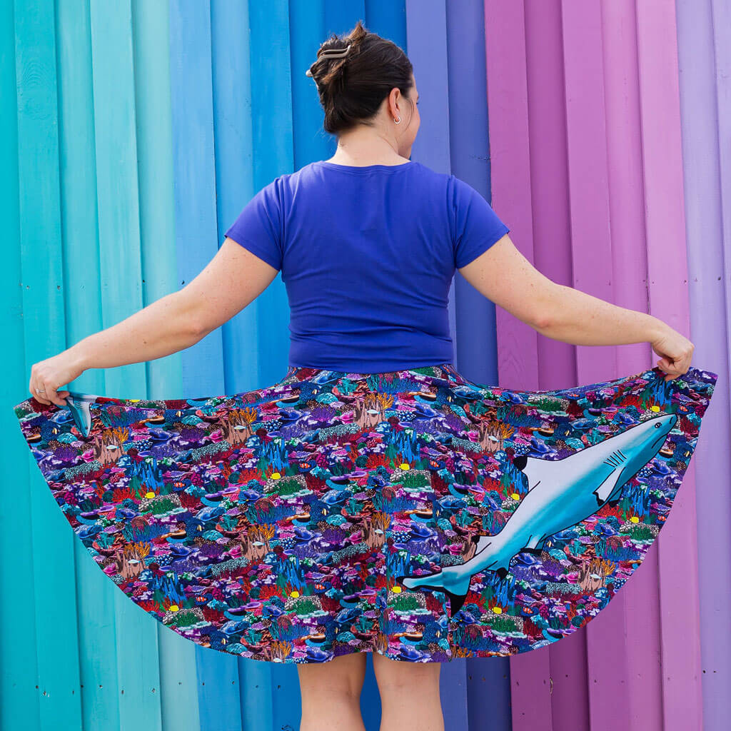 Adult "Chomping Grounds" Shark Reef Super Twirler Dress with Pockets Princess Awesome & Boy Wonder