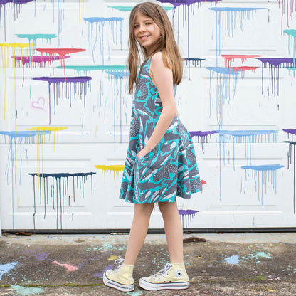 "Megabites" Sharks Sleeveless Play Dress with Pockets Princess Awesome & Boy Wonder
