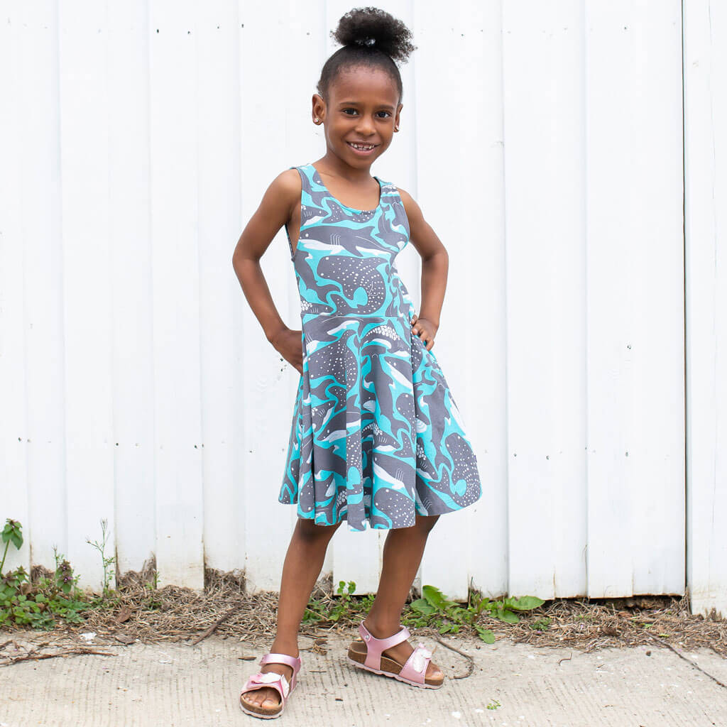 "Megabites" Sharks Sleeveless Play Dress with Pockets Princess Awesome & Boy Wonder