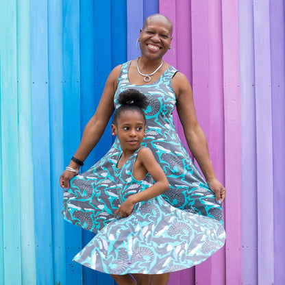 "Megabites" Sharks Sleeveless Play Dress with Pockets Princess Awesome & Boy Wonder